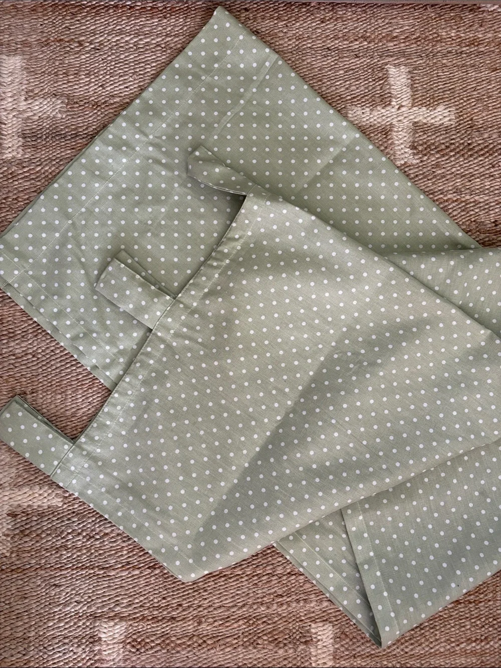 Sage green Polka Dot curtains - 4 Panels